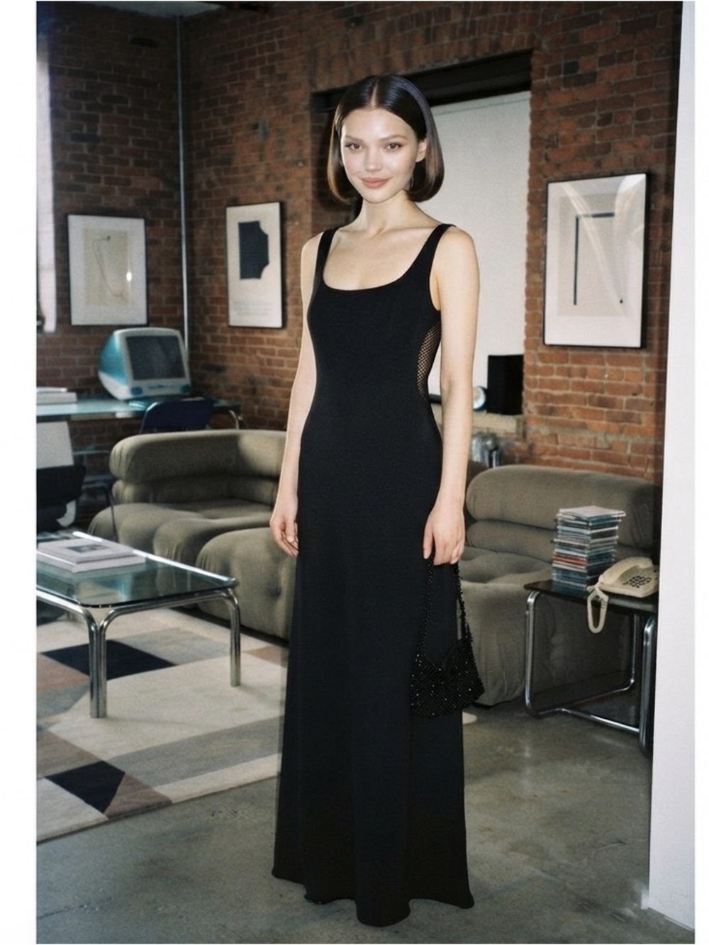Vintage 90s Andrea Polizzi for Rex Lester Black Evening Gown